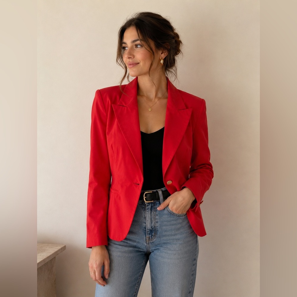 Armani Jeans Red Single-Button Blazer